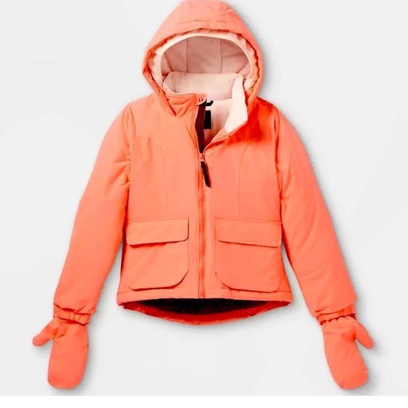 NEW! Girls Cold Weather Winter Jacket Coat w/ Hood & Gloves - All in Motion - Picture 2 of 16